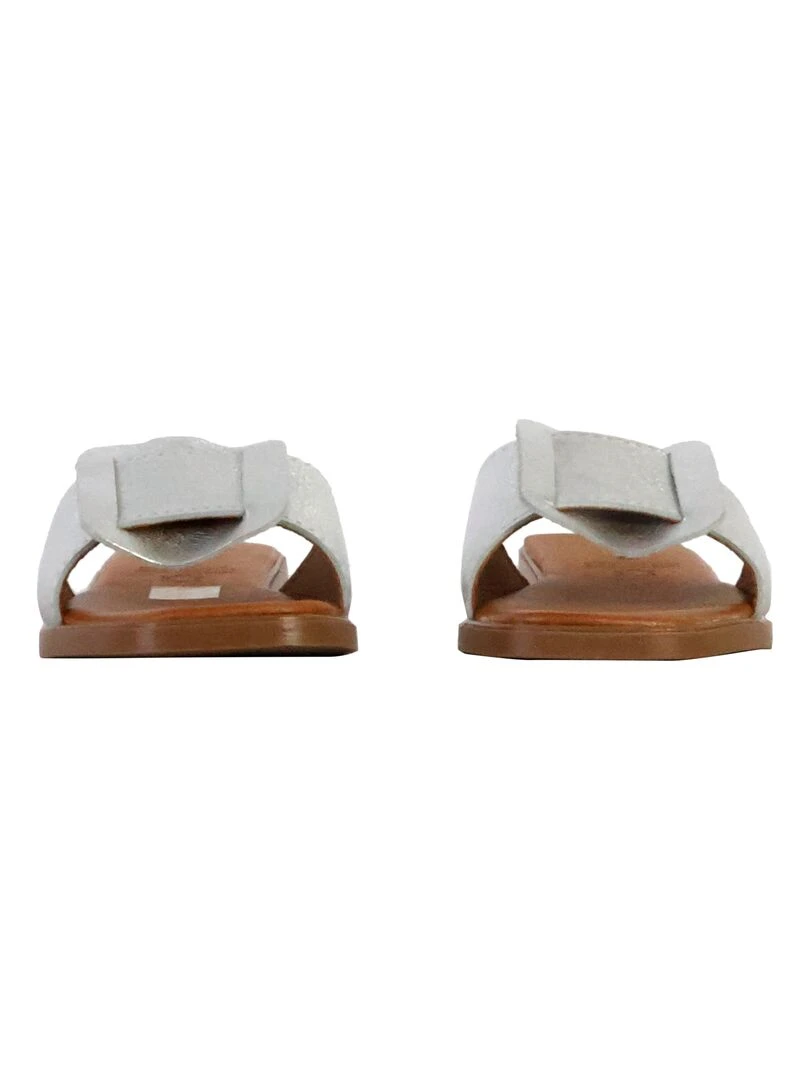 Mules Plates Cuir The Divine Factory Alénoa   Gris