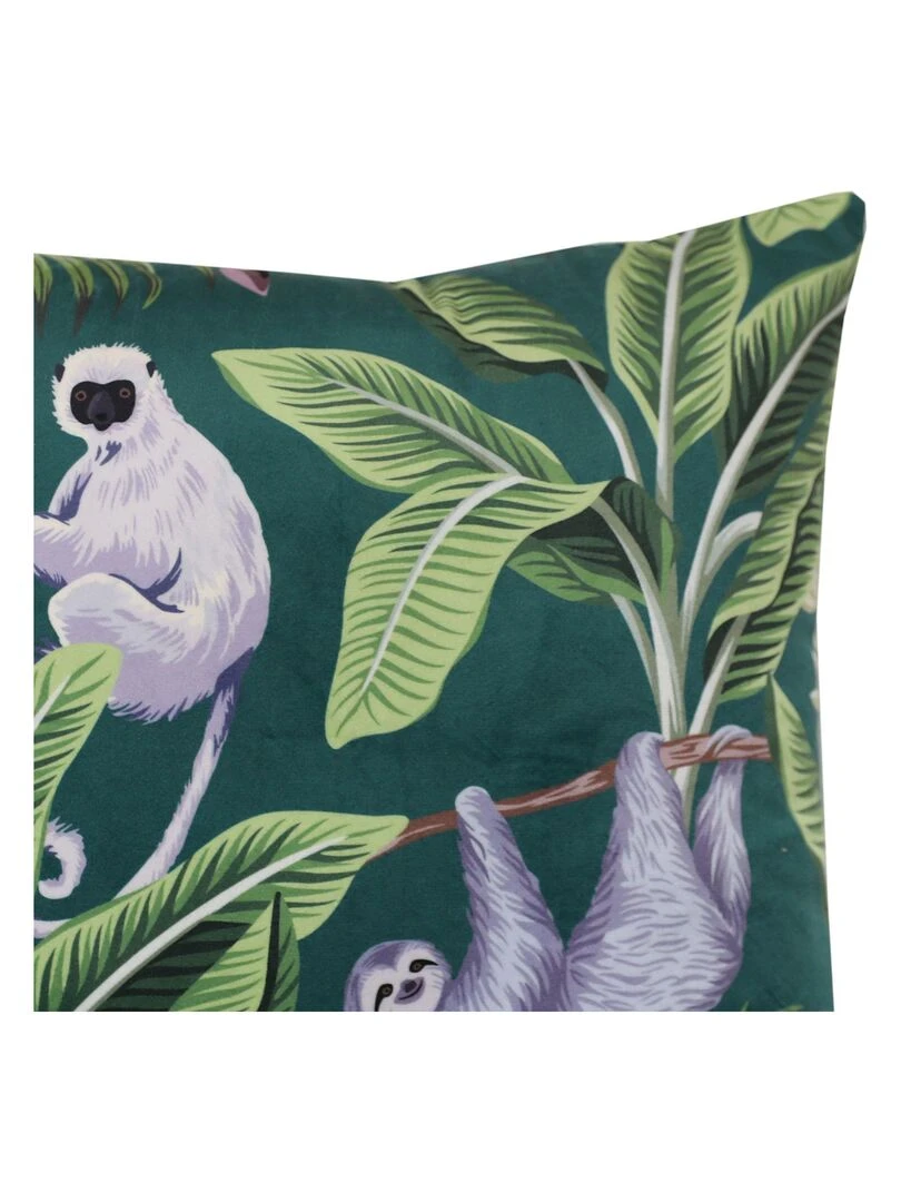 Coussin en velours avec imprimé Monkey 'Deko&co' Gris Vert