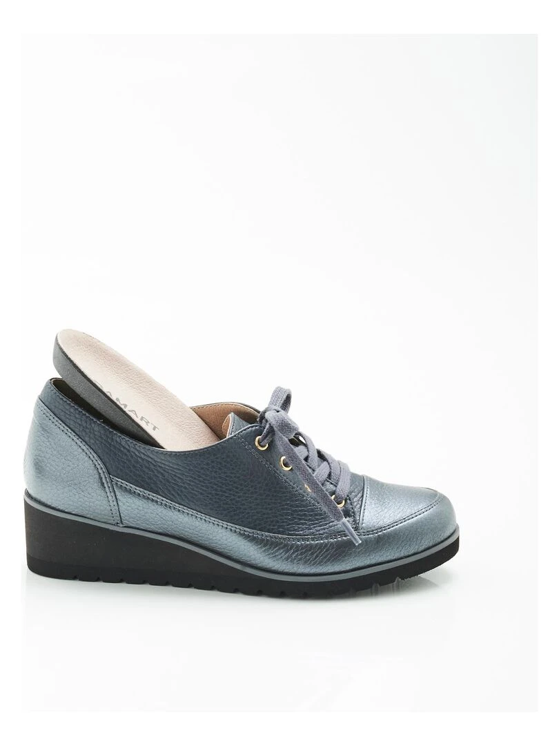 Derbies compensés à lacets  dessus cuir cerf   Damart   Gris foncé