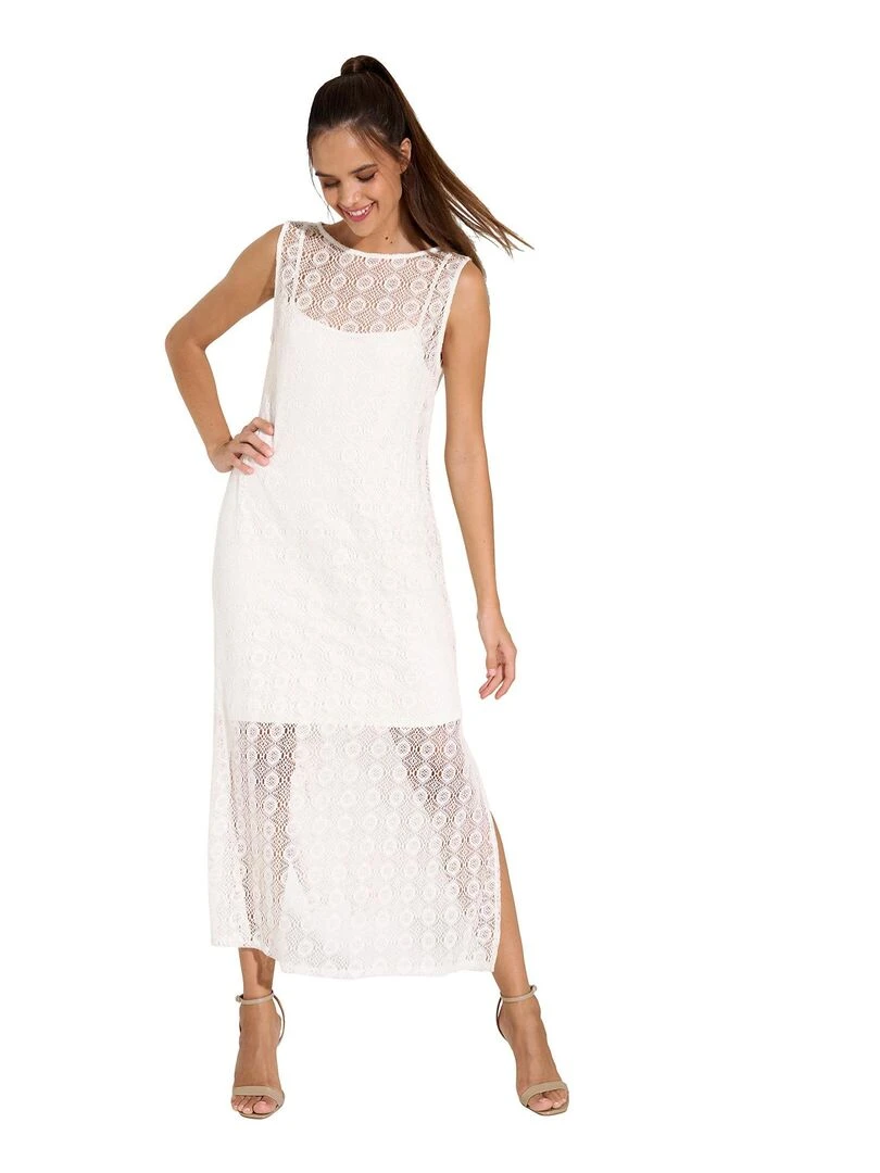 Robe longue estivale sans manches Rimini Ecru