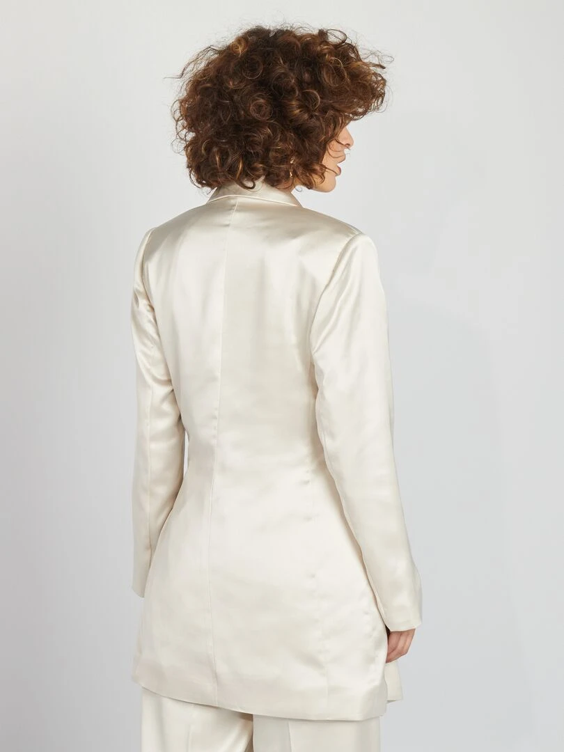 Veste longue en satin   Blanc