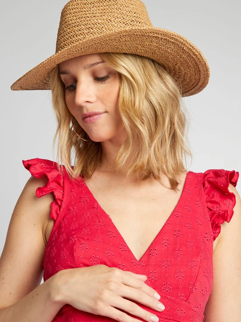 Maillot de bain maternité 1 pièce en broderies anglaises Rose