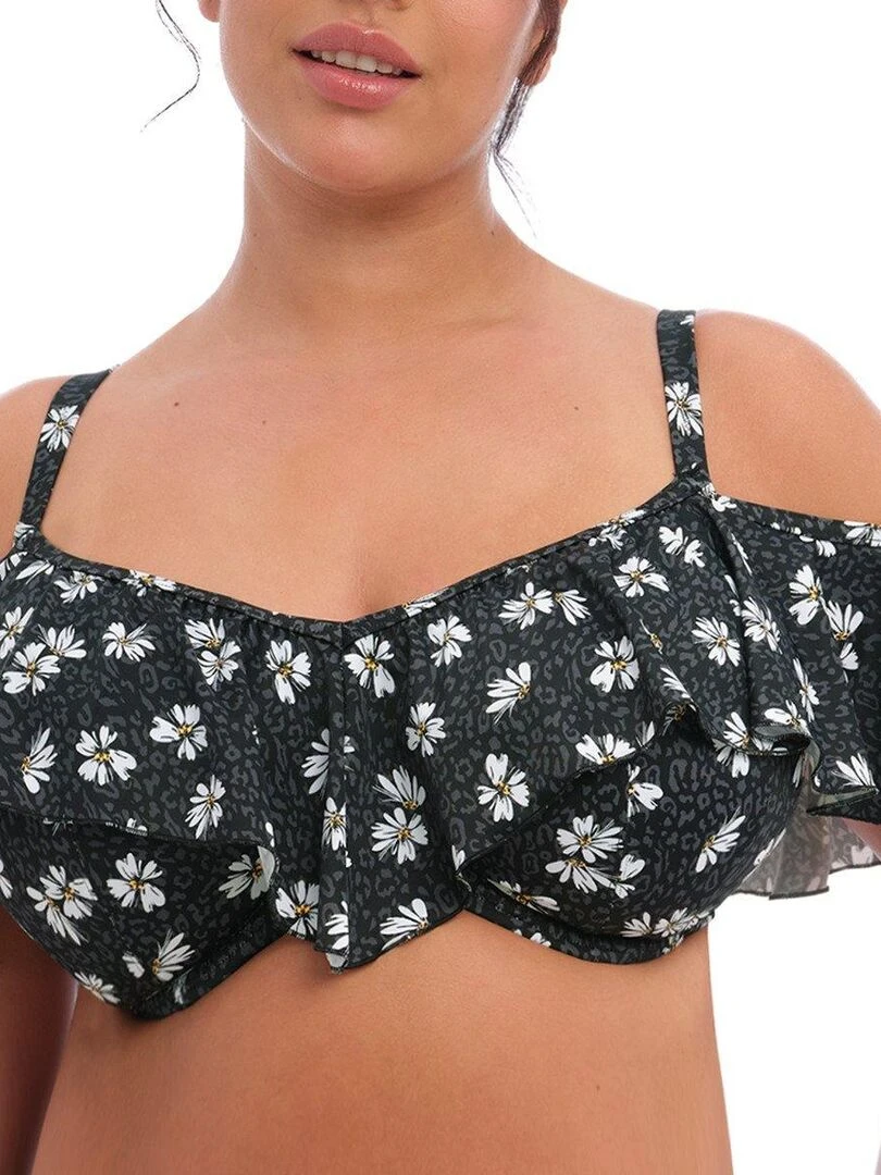 Haut de maillot de bain volanté grande taille Plain Sailing Noir