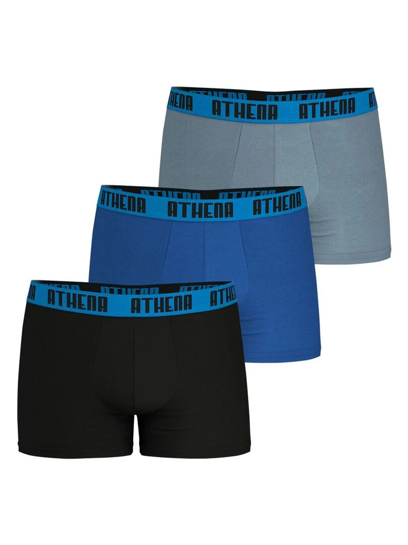 Lot de 3 boxers homme Ecopack Noir Bleu Gris