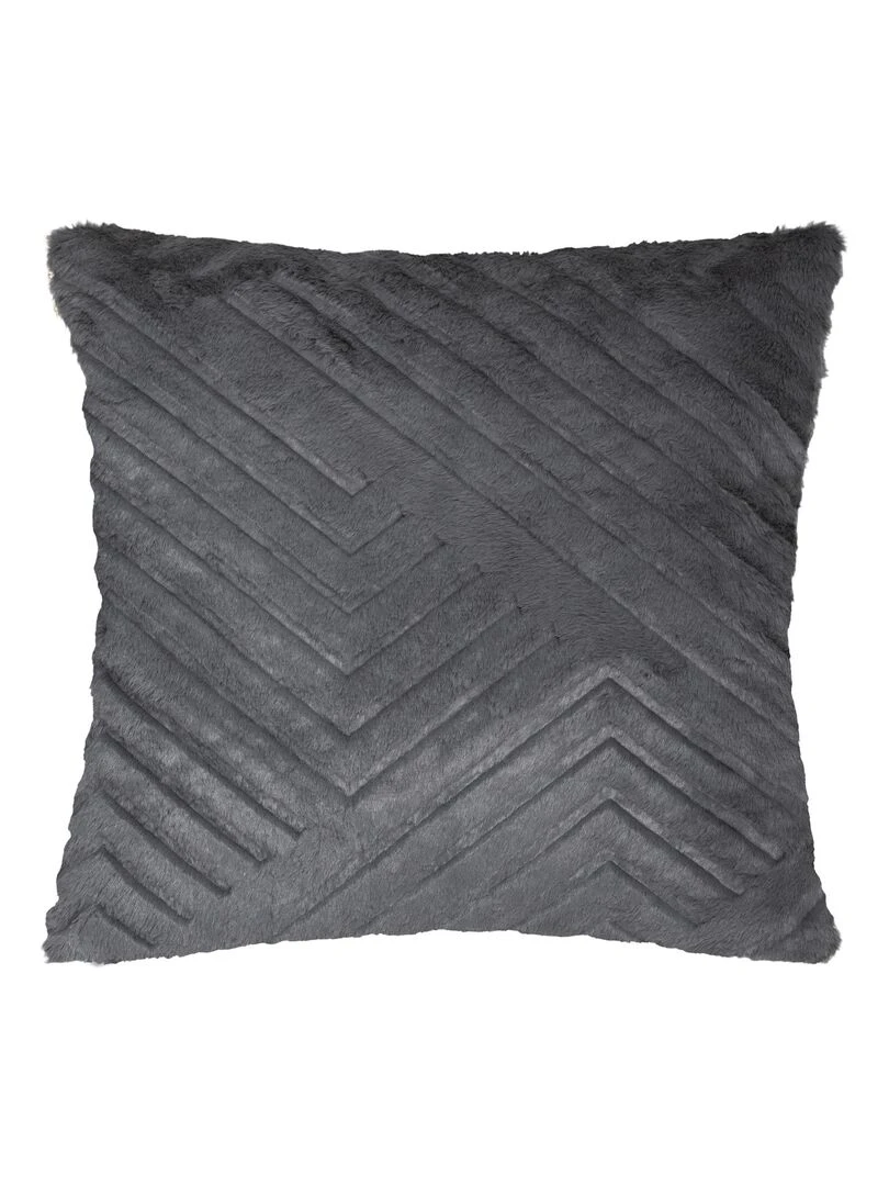 Coussin déhoussable Effet imitation fourrure Gris clair
