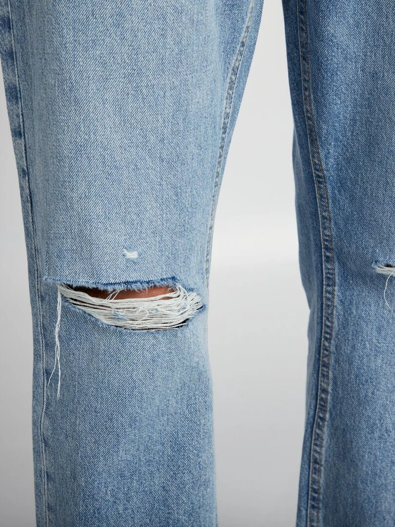 Jean large avec abrasions   Bleu