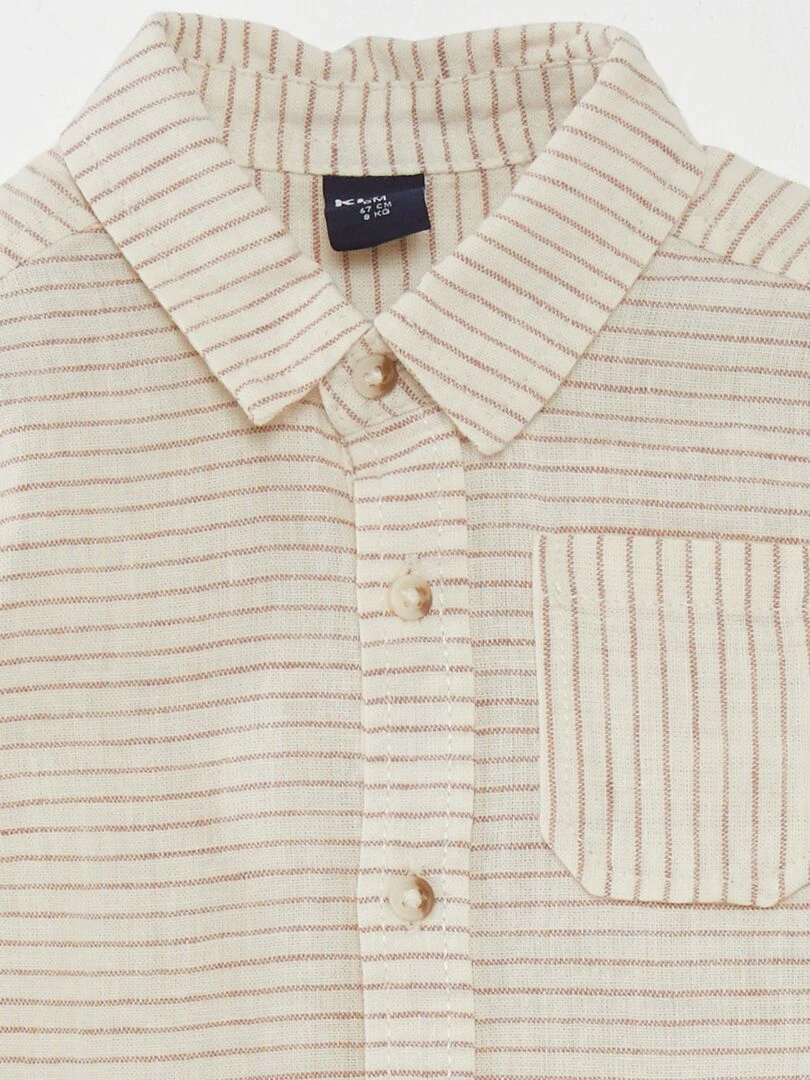 Chemise en lin rayée Beige