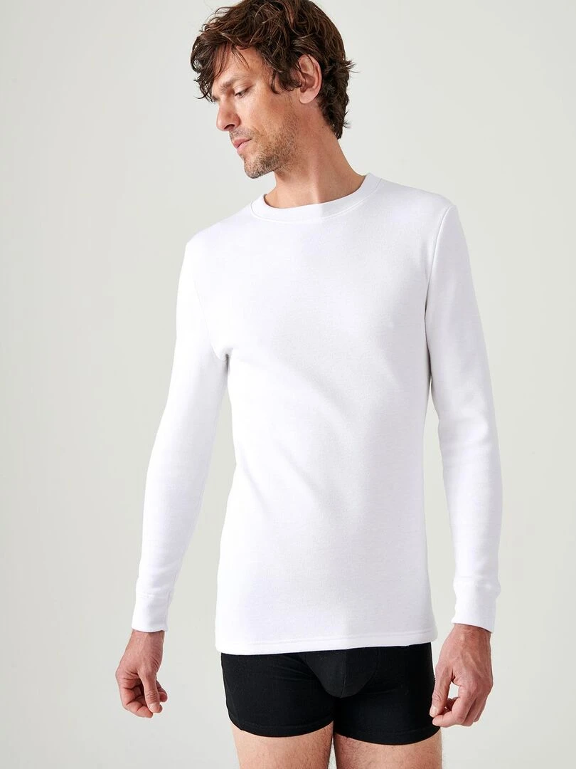 T shirt col V  maille interlock Thermolactyl   Damart   Kaki