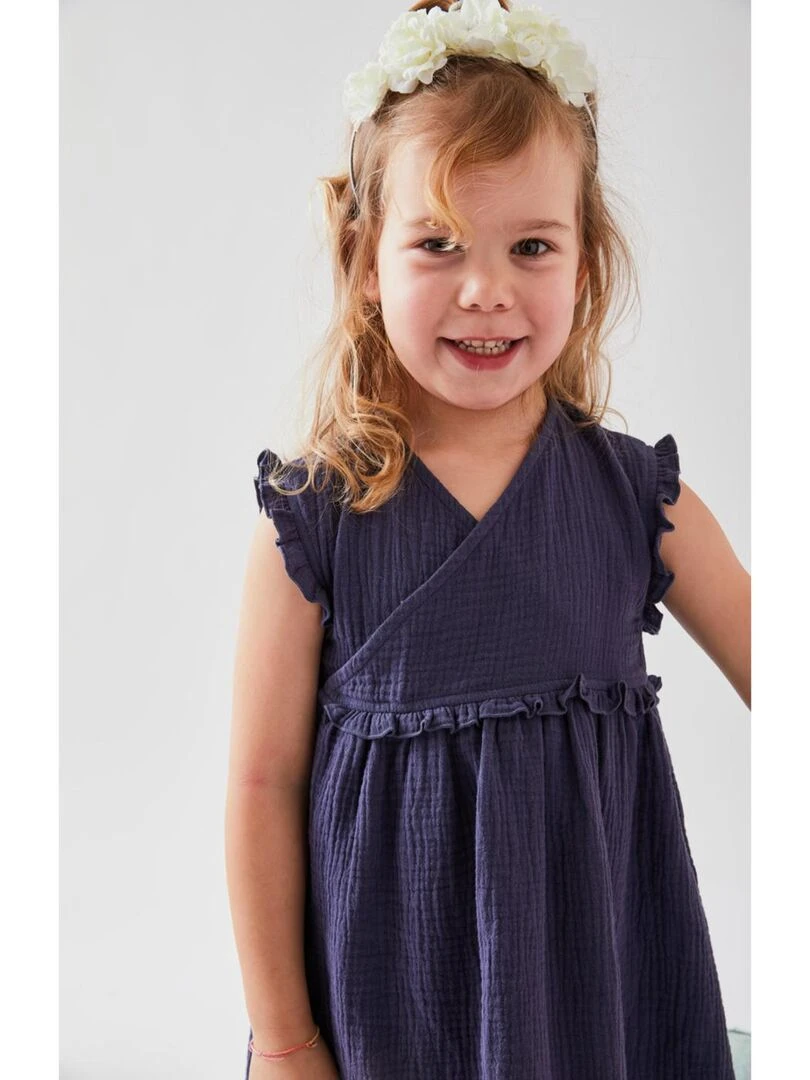 Robe portefeuille en mousseline de coton   Noukie's   Bleu