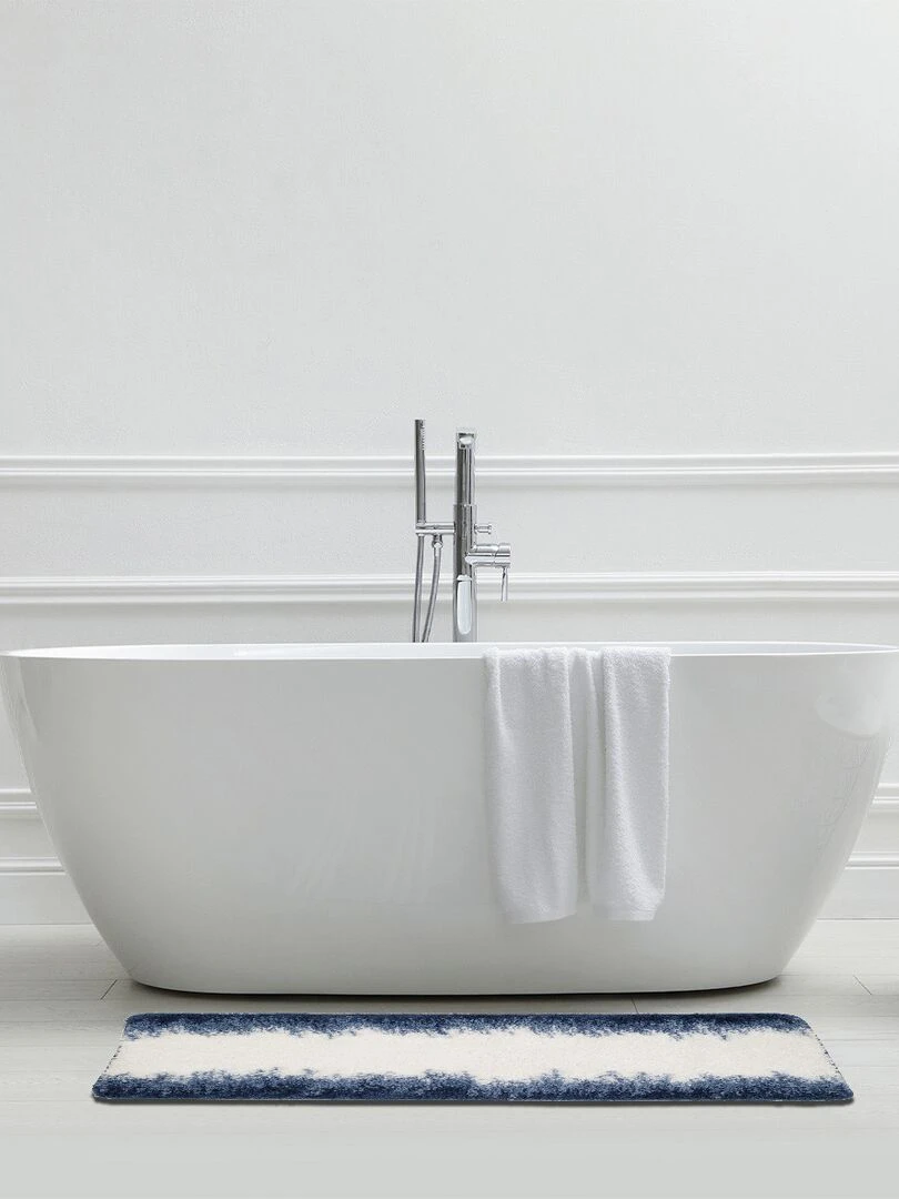 Guy Levasseur Tapis de bain en polyester fantaisie bleu et blanc Bleu