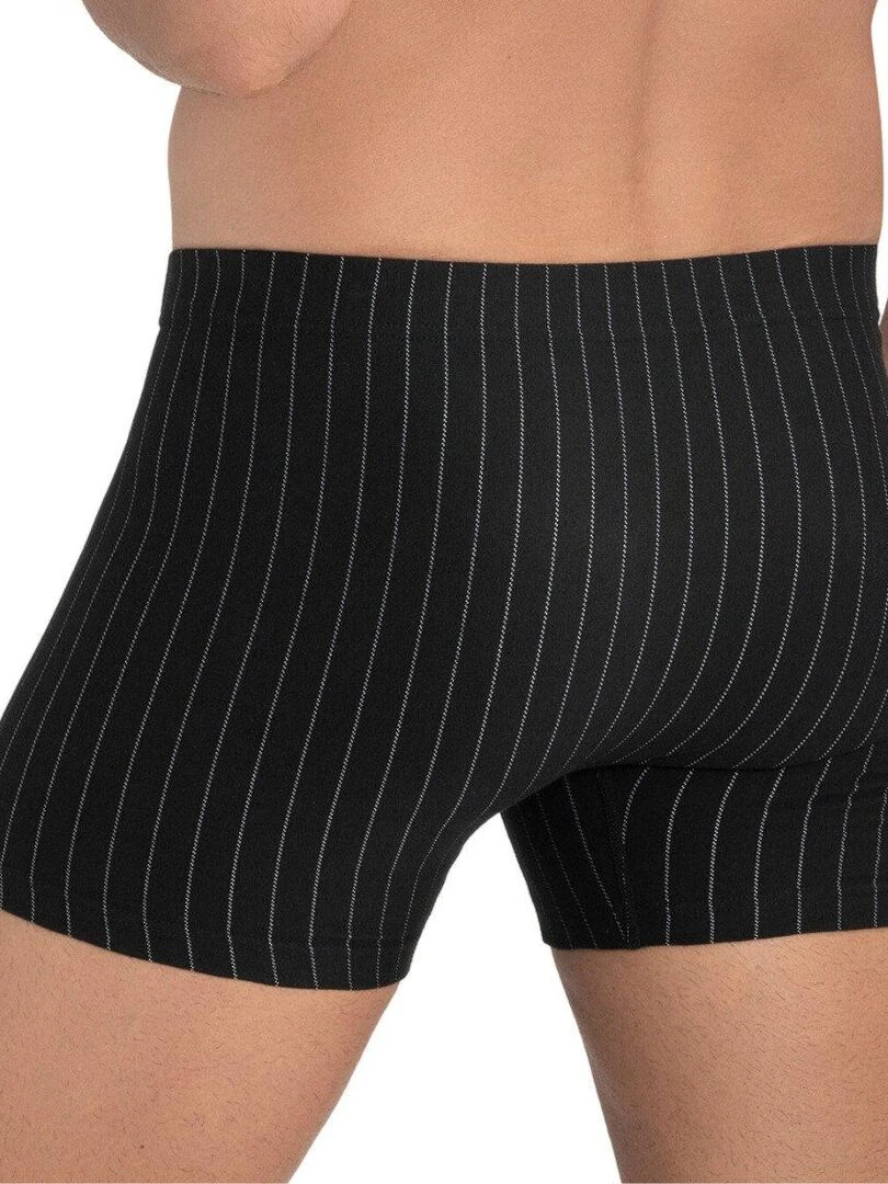 Lot de 2 boxers à rayures verticales et uni en coton et modal Katsuo   Noir