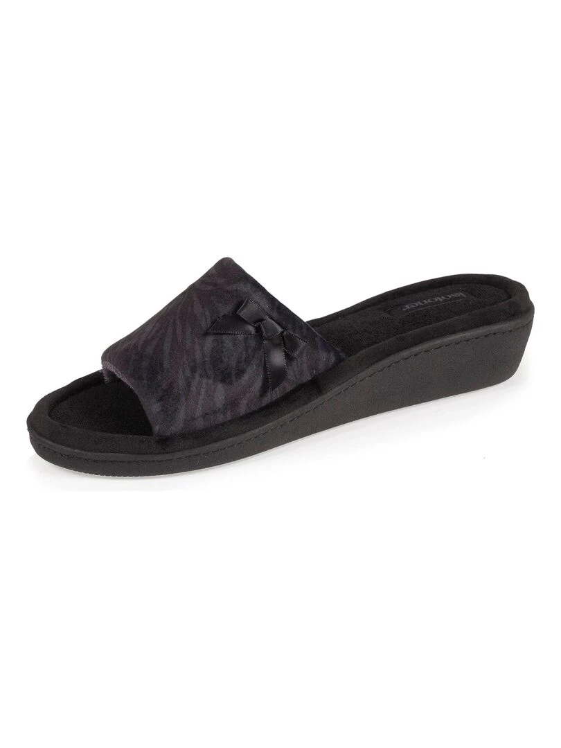 Chaussons Sandales Talon Femme Zèbre Noir Noir