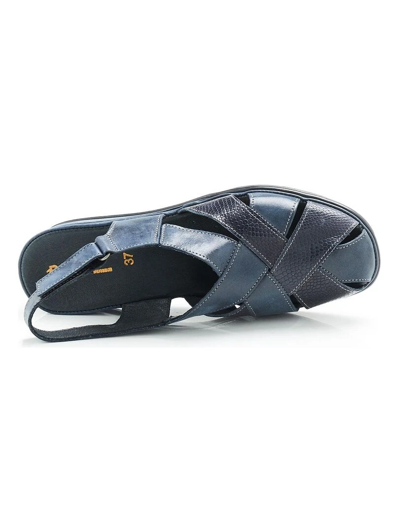 Sandales dessus cuir montage California Damart Bleu marine