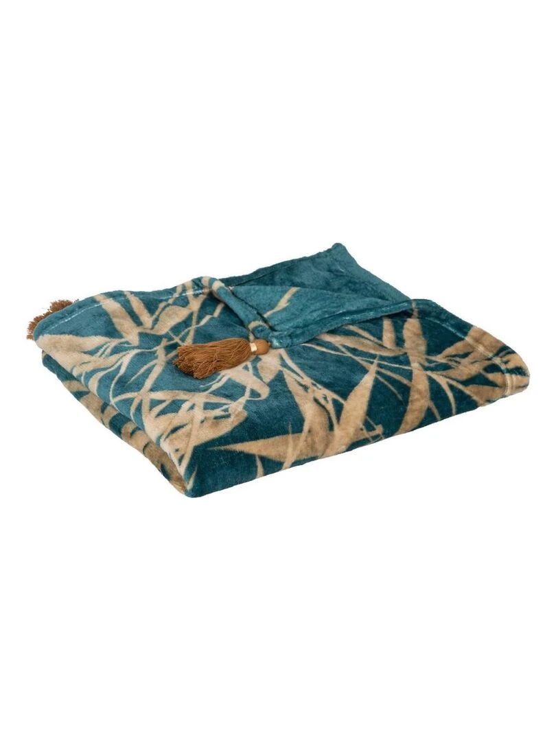 Plaid flanelle 125x150 cm Jiling bambou Bleu