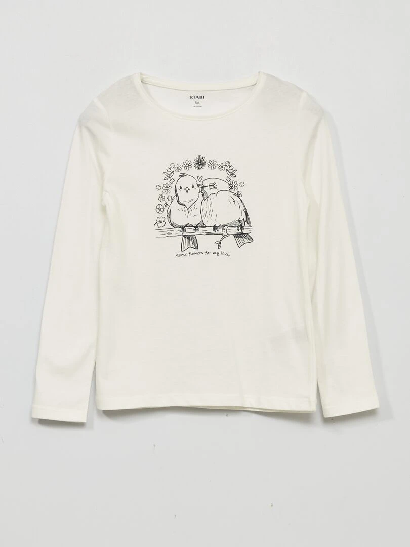 T shirt à manches longues avec imprimé Blanc
