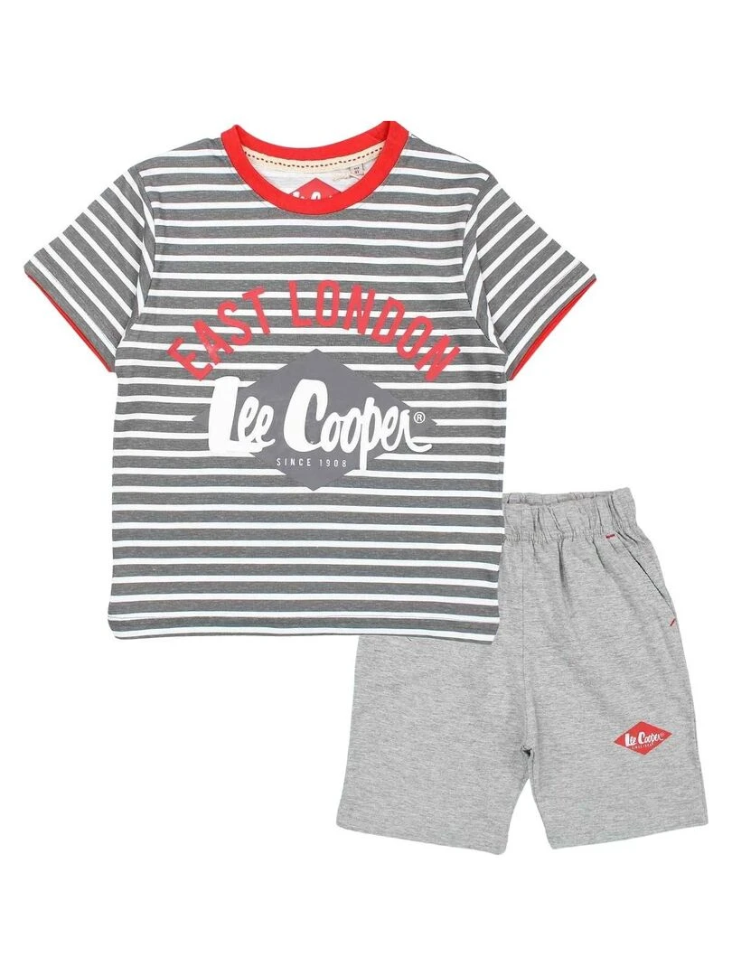 Lee Cooper Ensemble T shirt bermuda garçon Imprimé Logo Gris