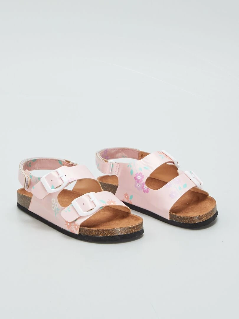 Mules avec scratchs aux chevilles Rose