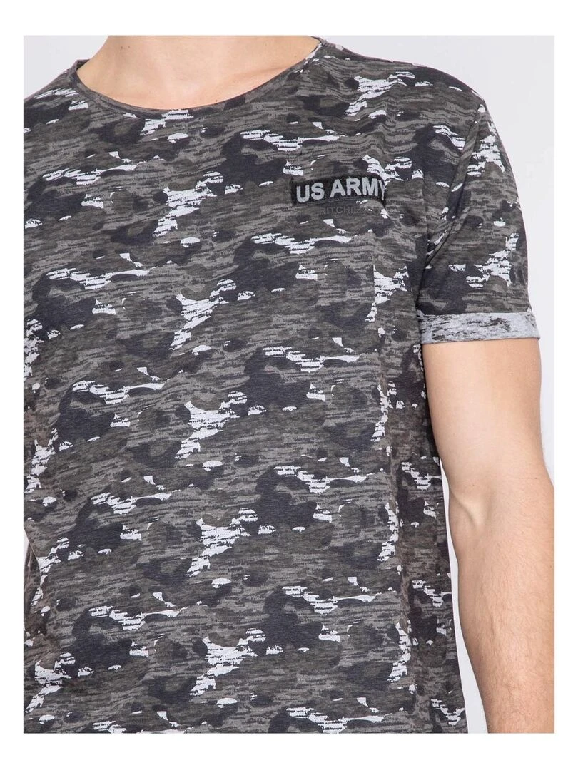 T shirt coton militaire NIMON   Gris chiné