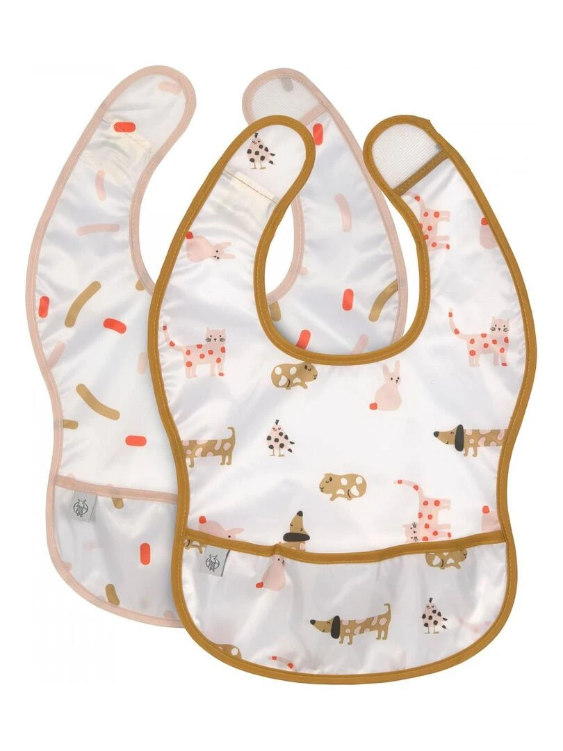 Lot de 2 bavoirs avec poche Little Mateys orange épicé Multicolore