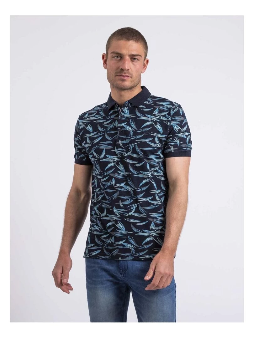 Polo manches courtes motifs PABRUNO Bleu marine