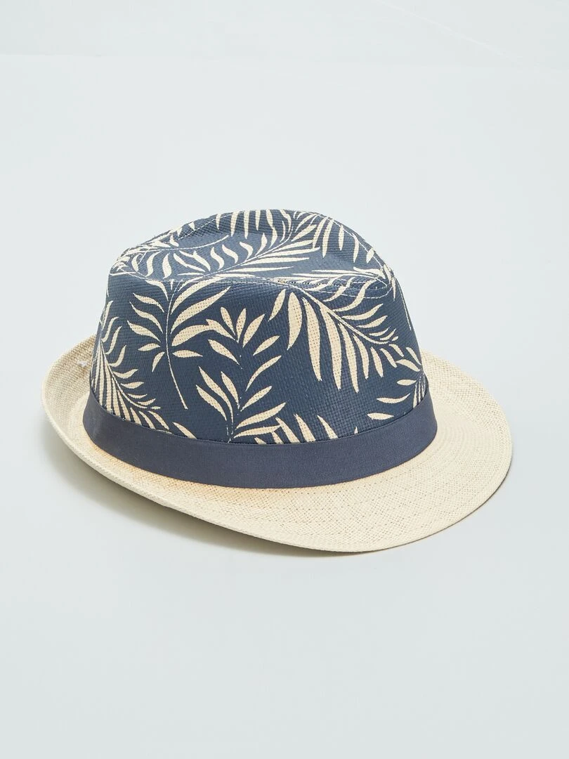 Chapeau de paille imprimé Bleu