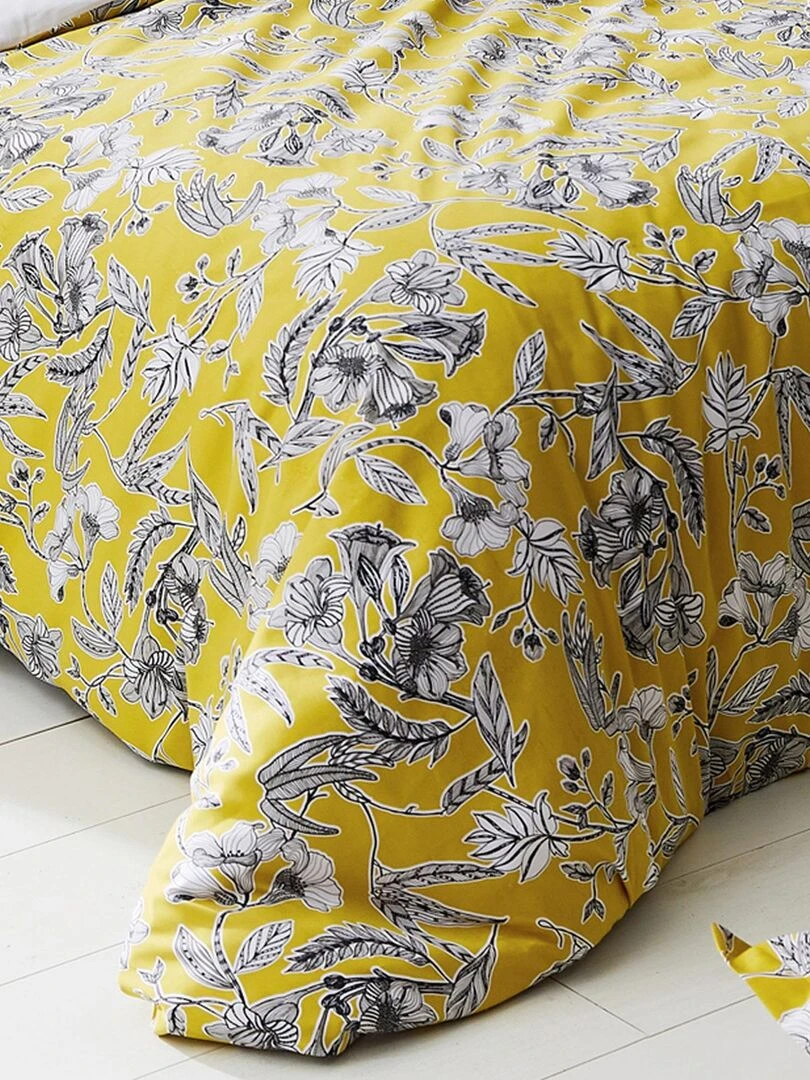 Housse de couette en satin Botanic Jaune or