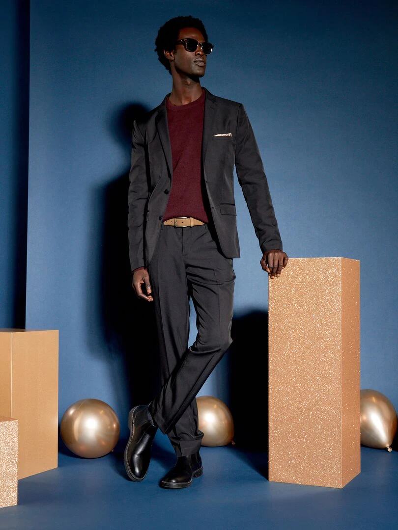 Veste de costume slim en twill   noir