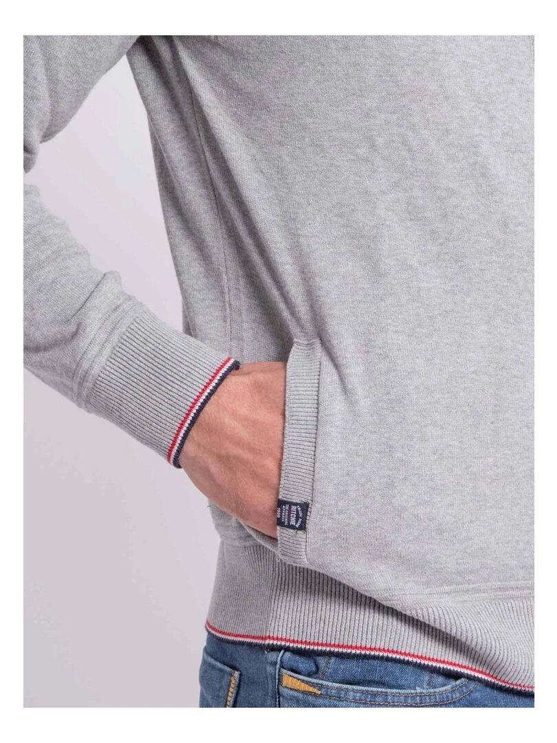 Gilet zippé col montant coton AMAEL   Gris