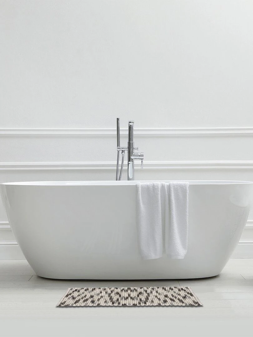 Guy Levasseur Tapis de bain en polycoton fantaisie gris et blanc Gris