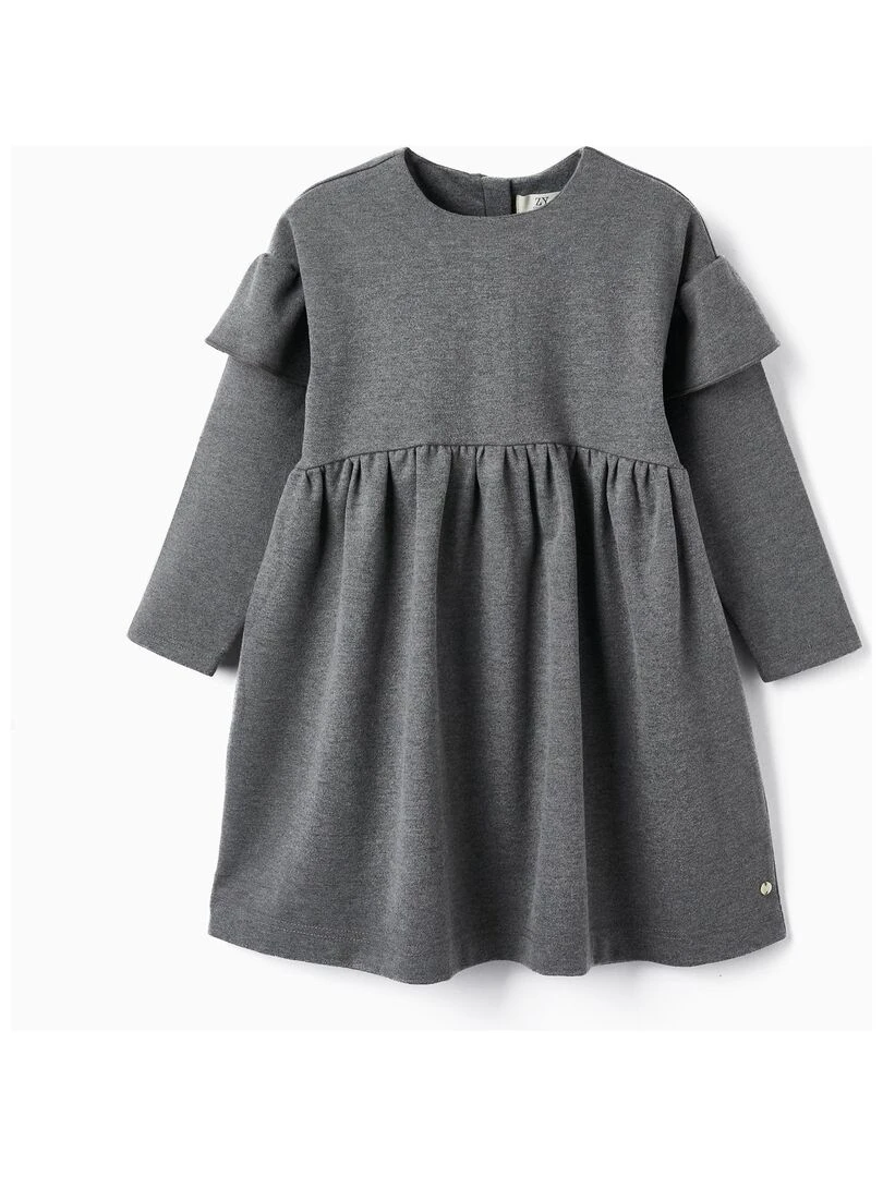Robe en maille interlock pour fille manches longues LITERATURE CLUB Gris