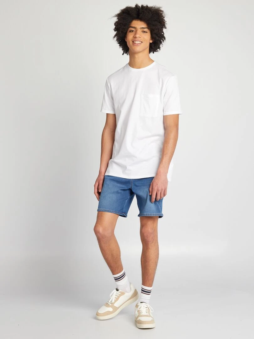 Bermuda en jean à taille élastiquée Bleu