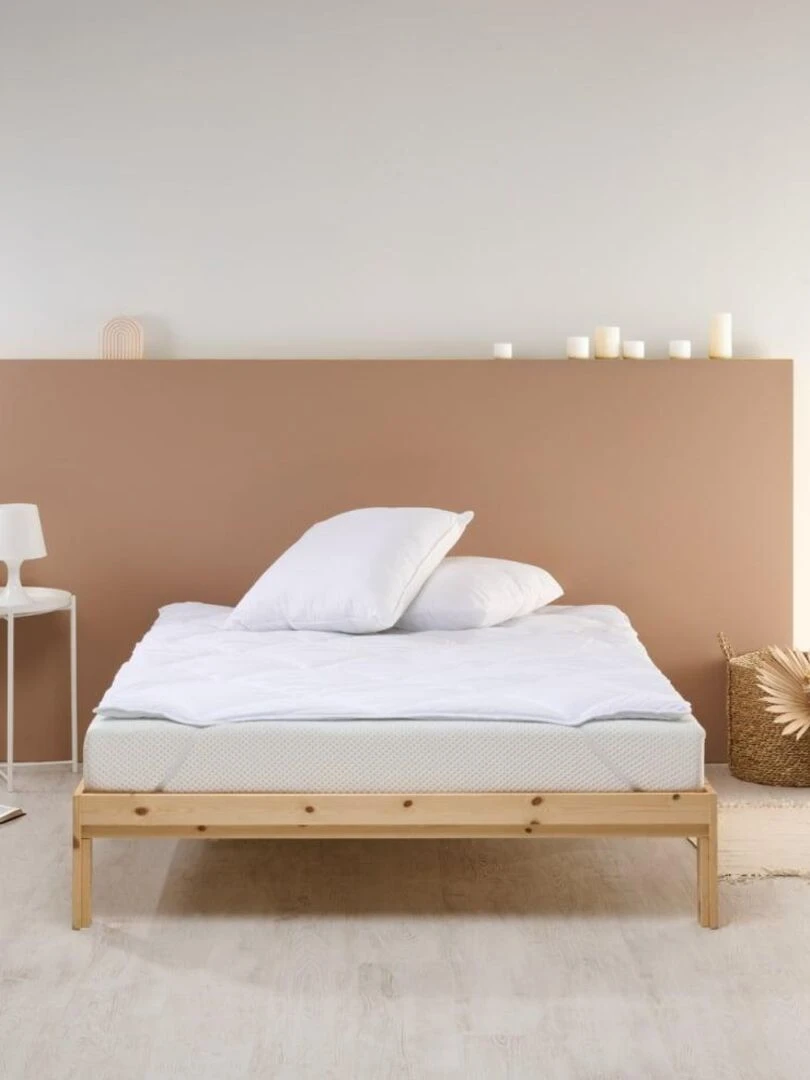 Bleu Câlin Surmatelas moelleux anti transpiration Blanc