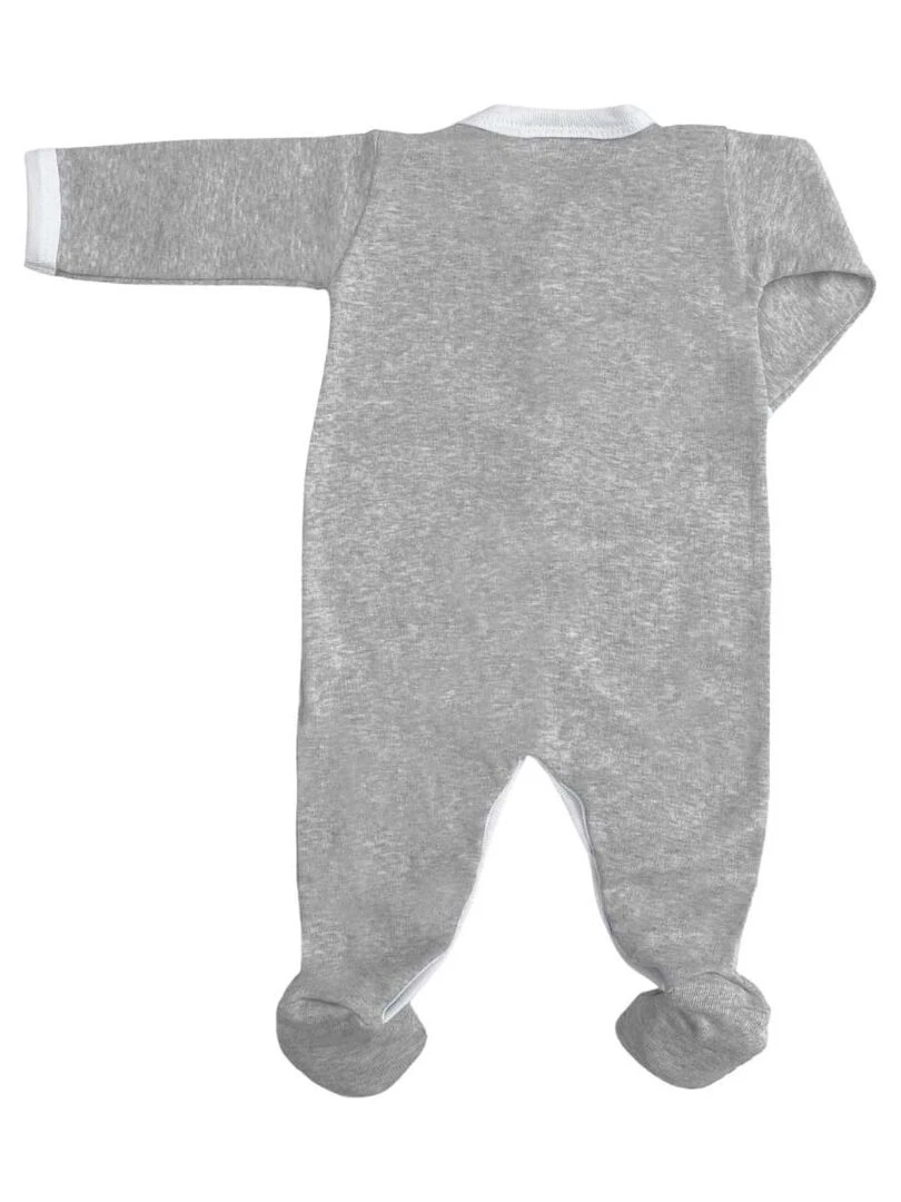 Pyjama été léger 100% coton biologique 1 à 6 mois Gris