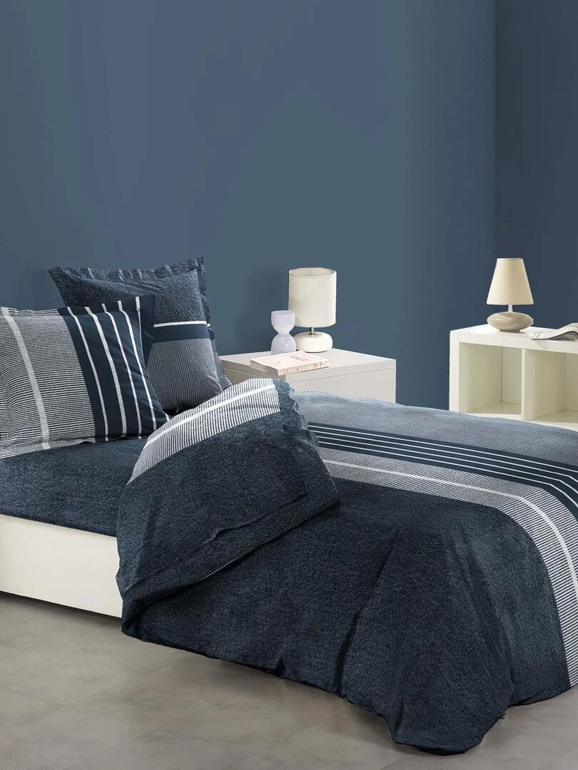 Housse de couette coton 6 pieces 220 x 240 cm Blueline Bleu