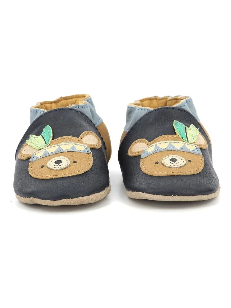 Chaussons Cuir Forest Game   Bleu marine