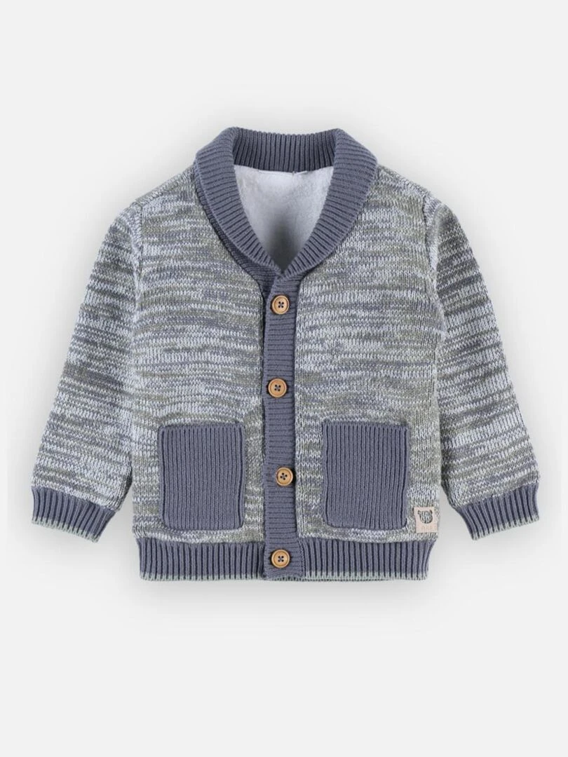 Cardigan tricoloudoux  kaki/gris foncé   Noukie's   Gris