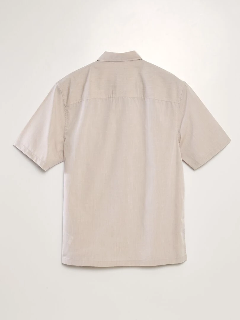 Chemise en popeline à manches courtes Crème