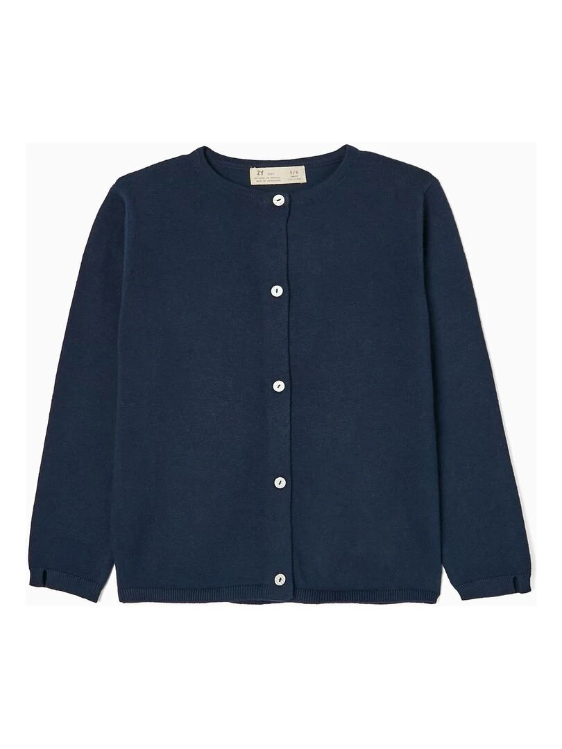 Gilet en Maille en Coton Fille LE CHALET Bleu foncé