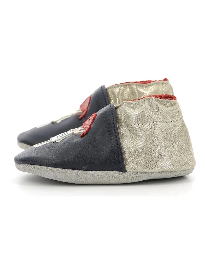 Chaussons Cuir Pirate Heart   Bleu marine