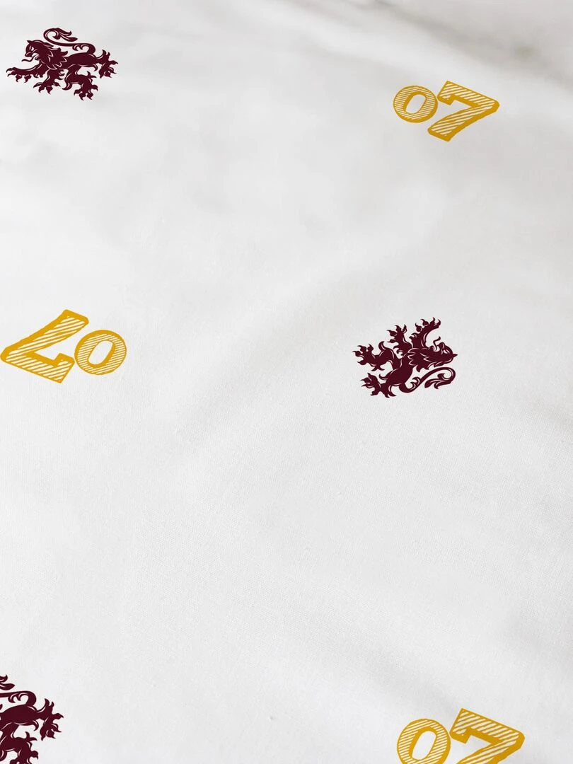 Drap housse imprimée 100% coton  HARRY POTTER TEAM G   Blanc