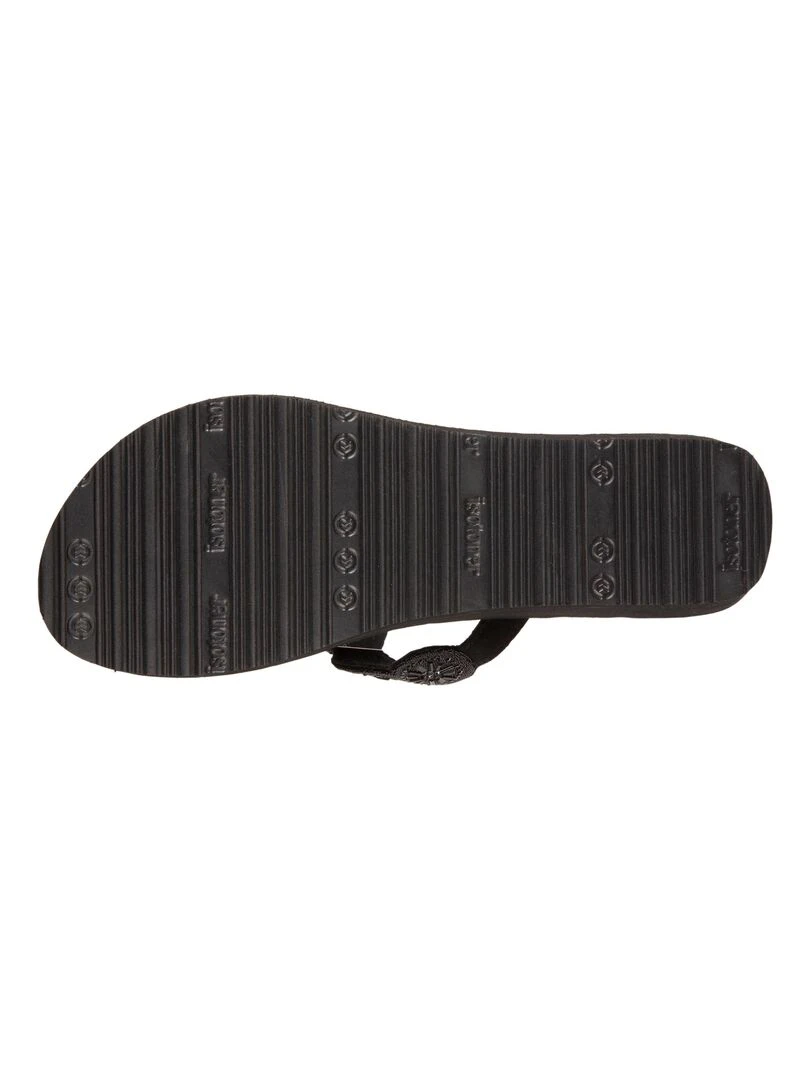 Tongs compensée Femme Perles Noir   Noir