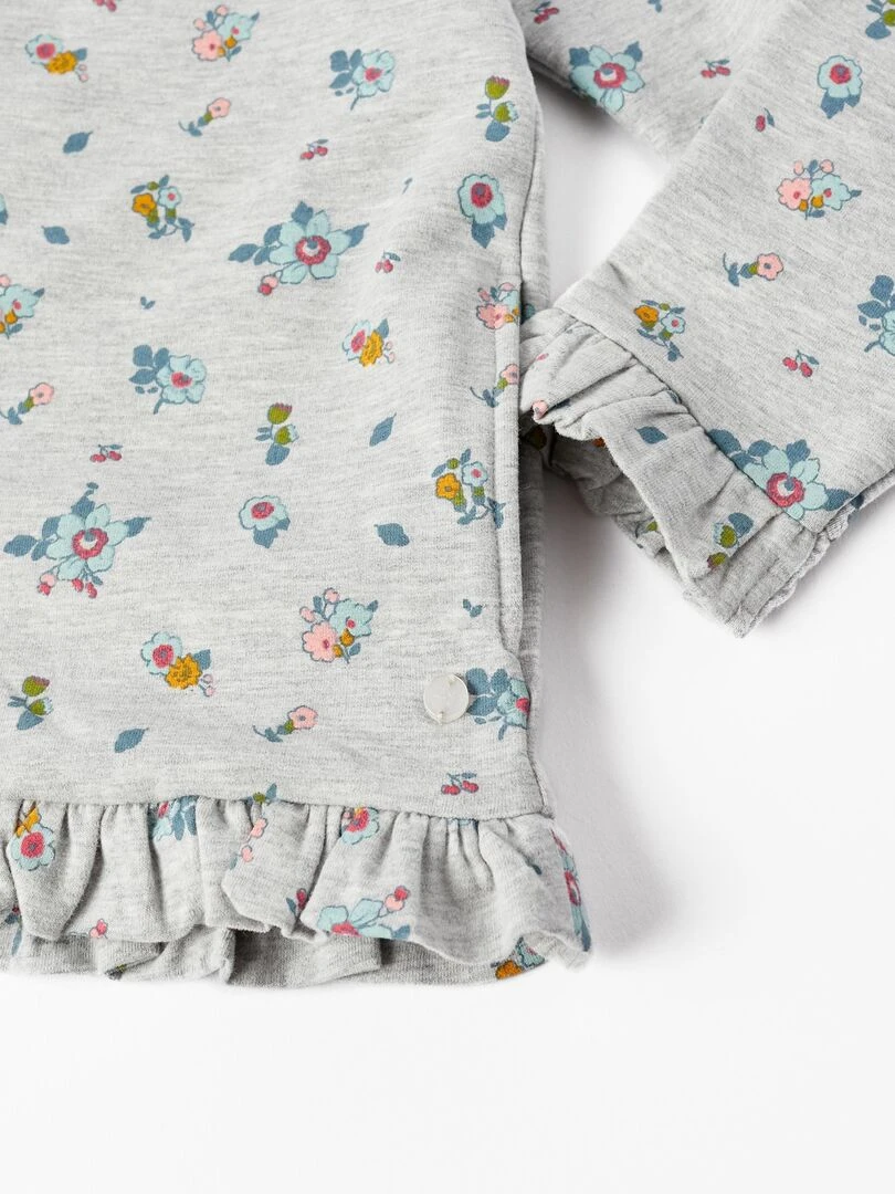 Veste à Capuche pour Fille 'Flowers'   ROYALS OFF DUTY   Gris clair