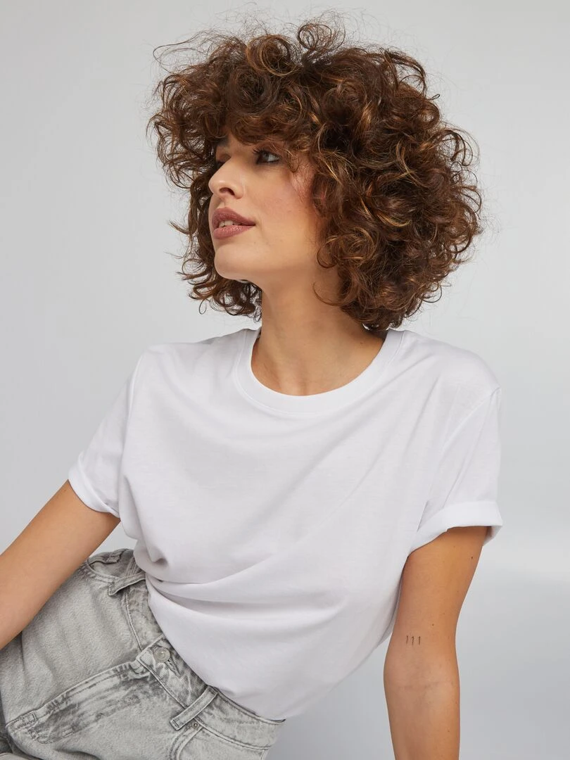 T shirt uni en jersey blanc
