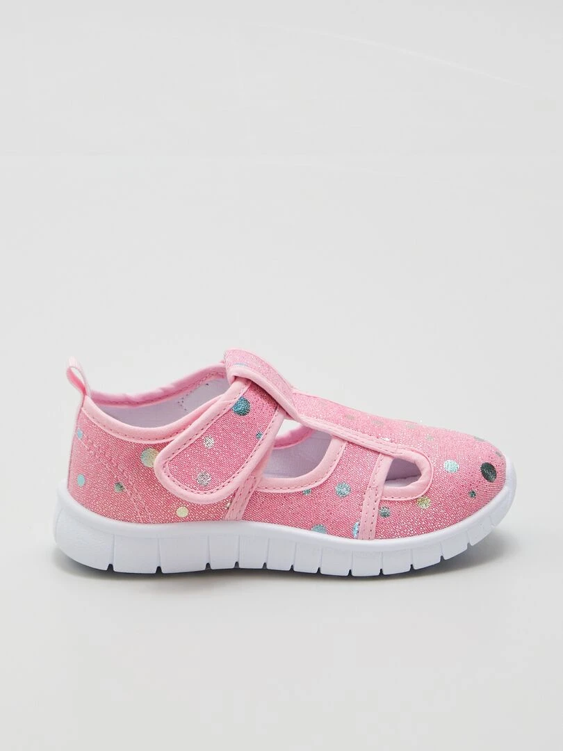 Baskets ouvertes en toile Rose