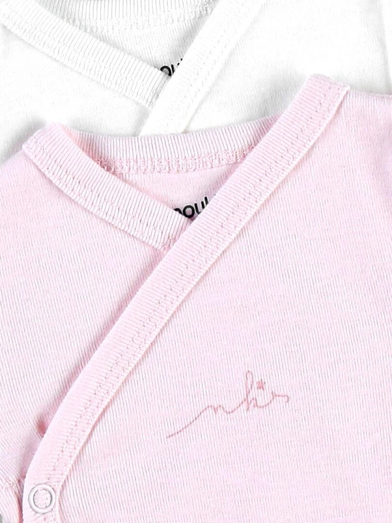 Set de 2 bodys croisés à longues manches  clair/blanc   Noukie's   Rose