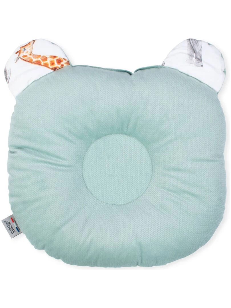 Coussin anti tête plate en coton et velvet  Safari   Vert