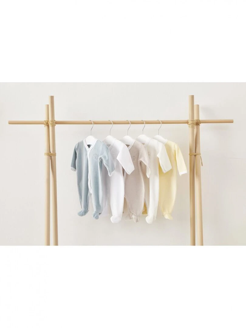Pyjama velours   100% coton biologique   1 à 6 mois   Jaune poussin