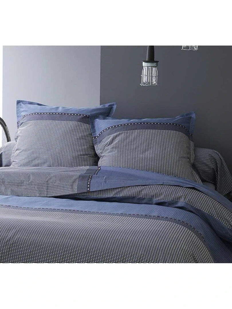Drap Plat en Satin de Coton Bleu