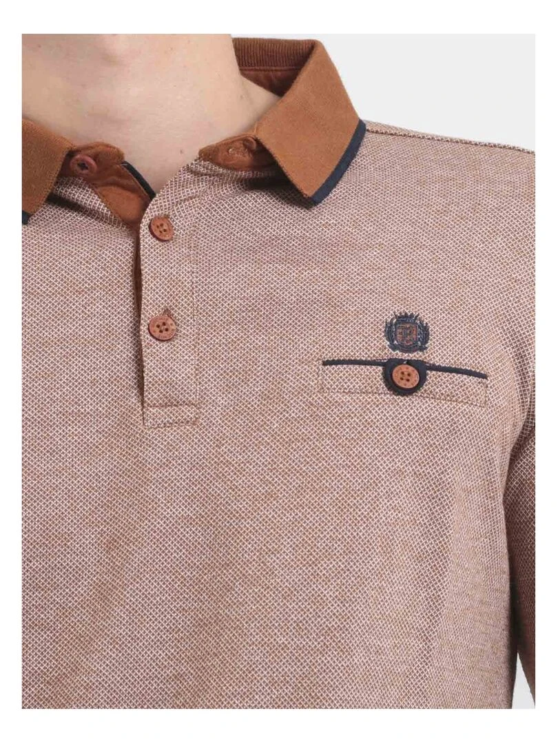 Polo manches longues pur coton PIWANGA   Marron caramel