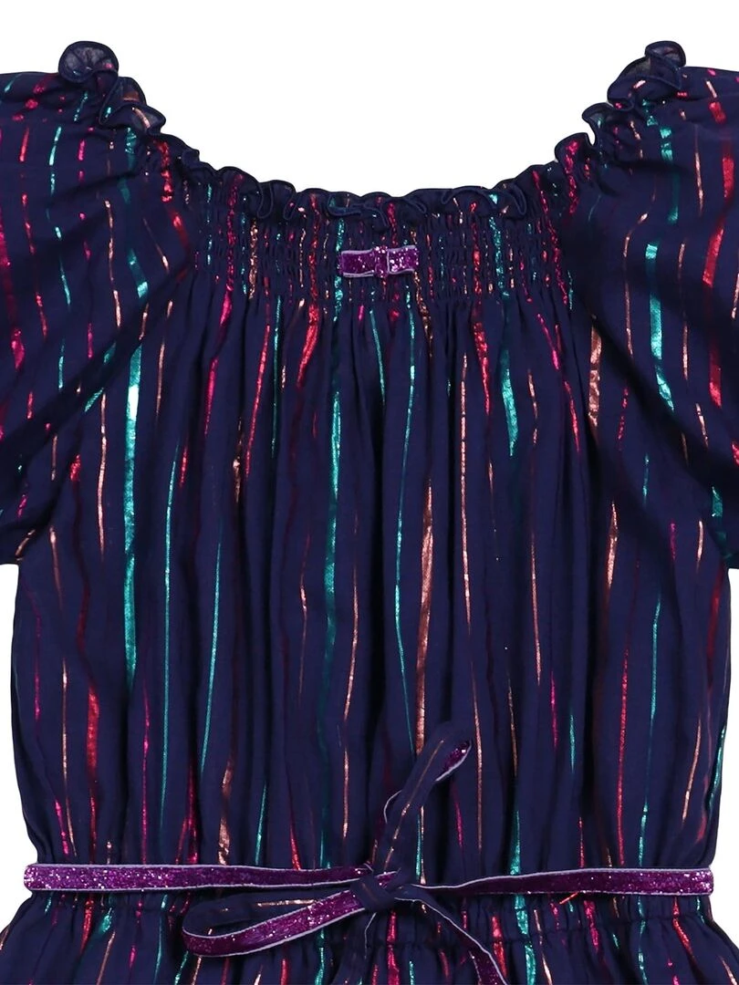 Robe de Soirée Longue Fille  Bleu Indigo Rayures Paillettes  GUIMETTE   'LA FAUTE A VOLTAIRE'   Violet